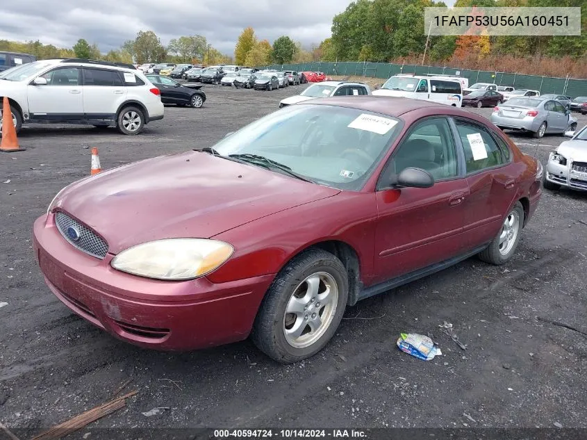 2006 Ford Taurus Se VIN: 1FAFP53U56A160451 Lot: 40594724