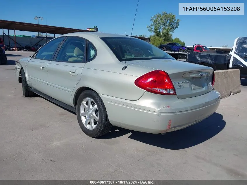 2006 Ford Taurus Sel VIN: 1FAFP56U06A153208 Lot: 40617367