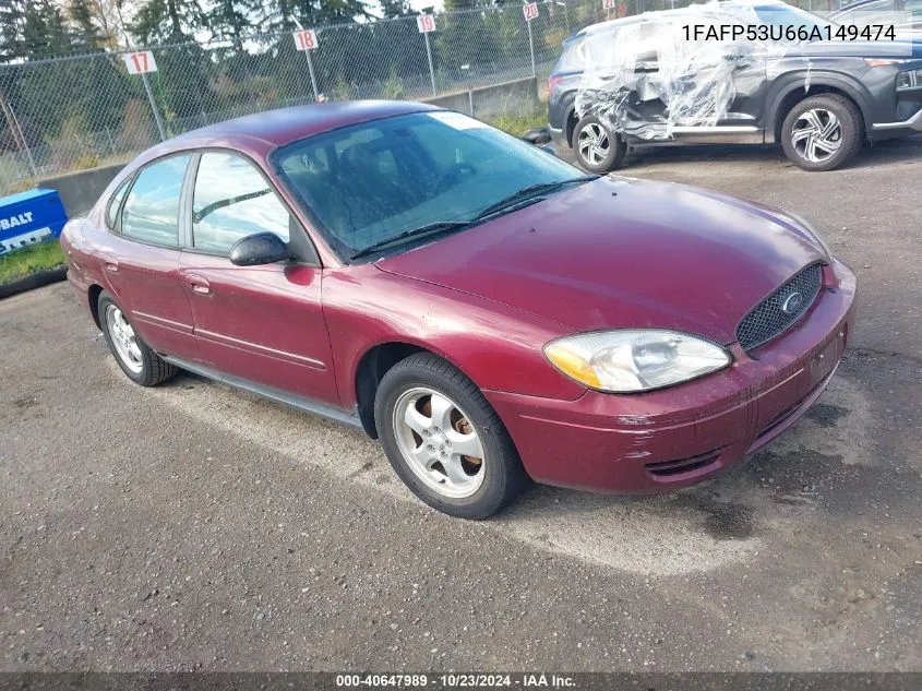 2006 Ford Taurus Se VIN: 1FAFP53U66A149474 Lot: 40647989