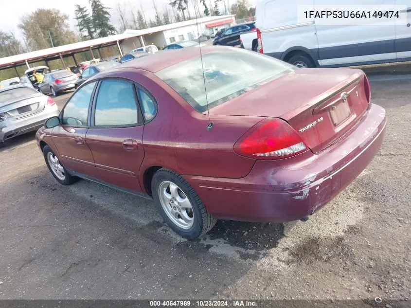 2006 Ford Taurus Se VIN: 1FAFP53U66A149474 Lot: 40647989