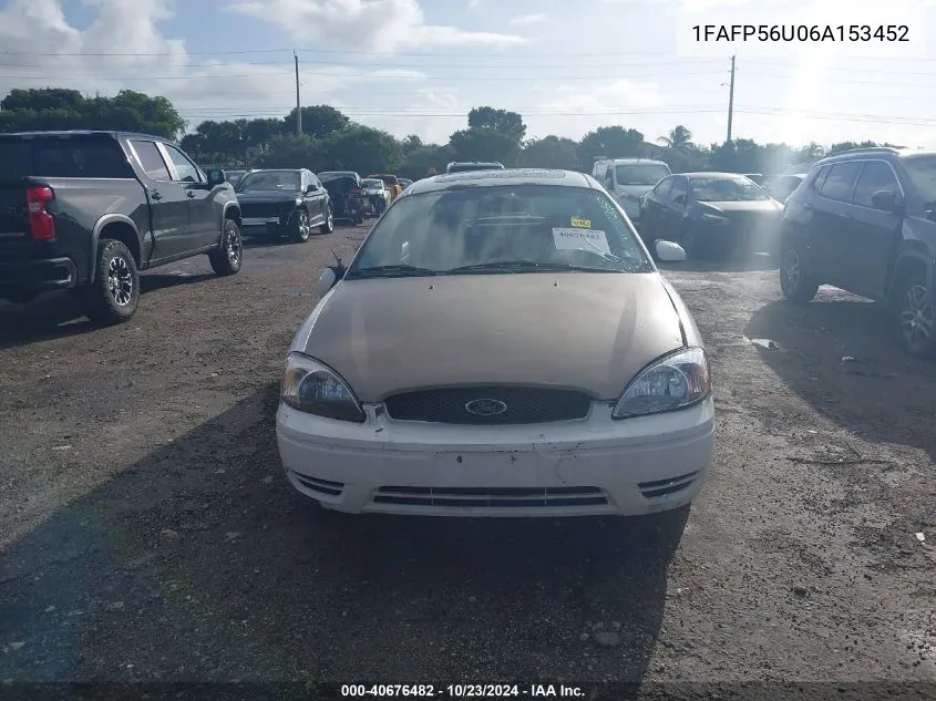 2006 Ford Taurus Sel VIN: 1FAFP56U06A153452 Lot: 40676482