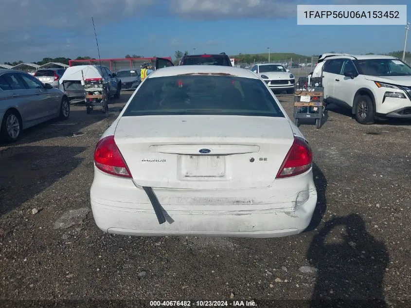 2006 Ford Taurus Sel VIN: 1FAFP56U06A153452 Lot: 40676482