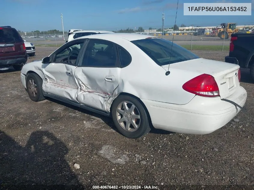 2006 Ford Taurus Sel VIN: 1FAFP56U06A153452 Lot: 40676482