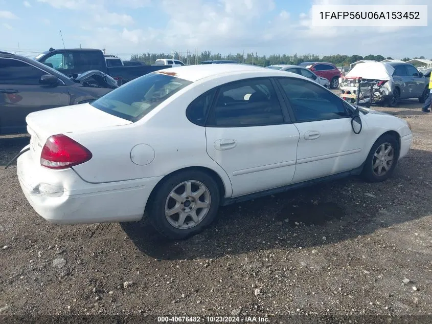 2006 Ford Taurus Sel VIN: 1FAFP56U06A153452 Lot: 40676482