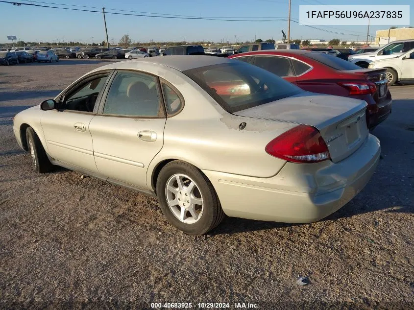 2006 Ford Taurus Sel VIN: 1FAFP56U96A237835 Lot: 40683925