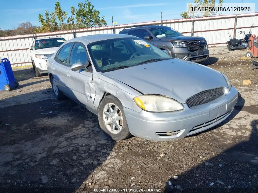 2006 Ford Taurus Sel VIN: 1FAFP56U86A120926 Lot: 40723300