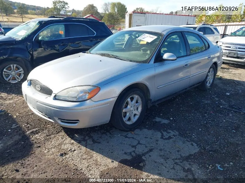 2006 Ford Taurus Sel VIN: 1FAFP56U86A120926 Lot: 40723300