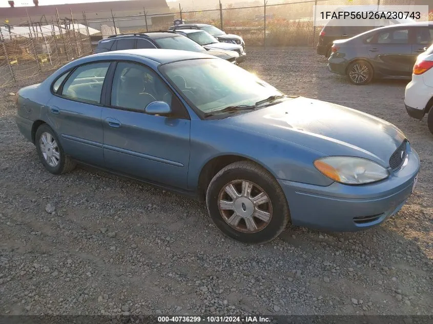 2006 Ford Taurus Sel VIN: 1FAFP56U26A230743 Lot: 40736299