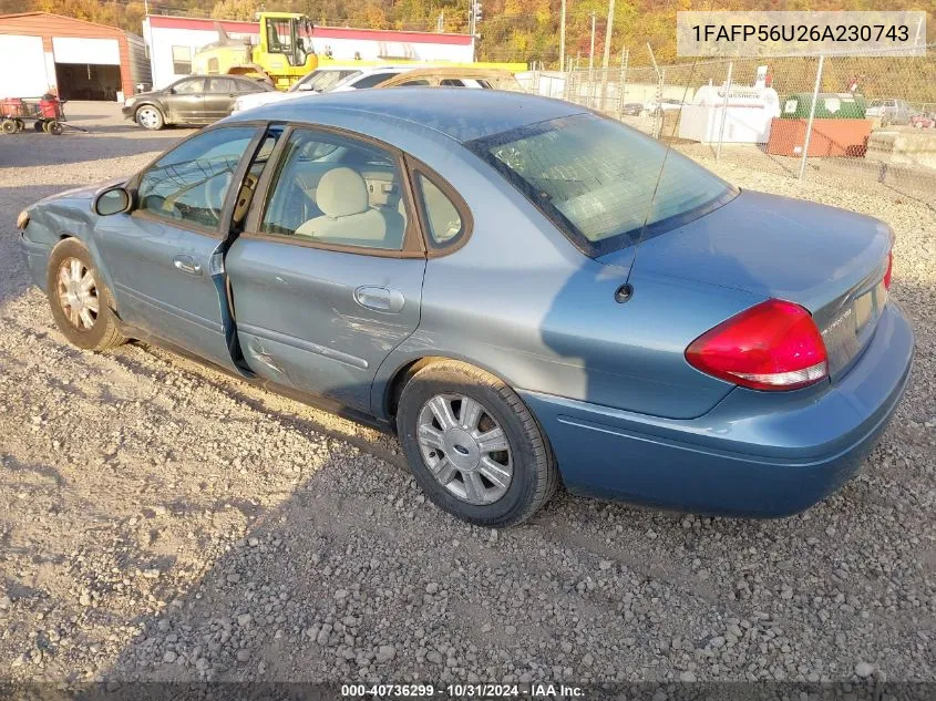 2006 Ford Taurus Sel VIN: 1FAFP56U26A230743 Lot: 40736299