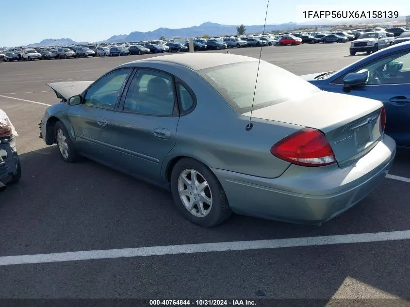 2006 Ford Taurus Sel VIN: 1FAFP56UX6A158139 Lot: 40764844