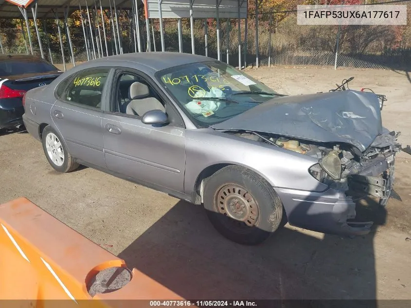 2006 Ford Taurus Se VIN: 1FAFP53UX6A177617 Lot: 40773616