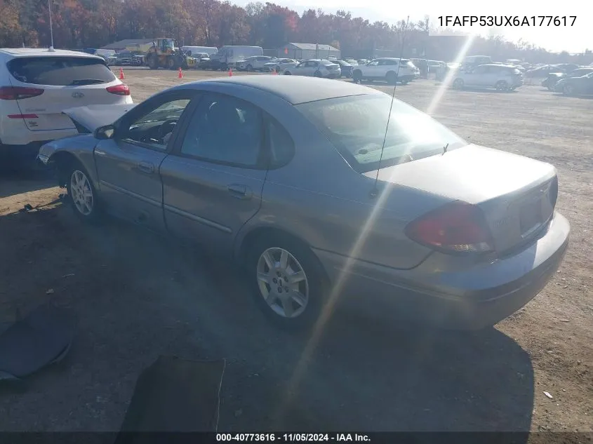 2006 Ford Taurus Se VIN: 1FAFP53UX6A177617 Lot: 40773616