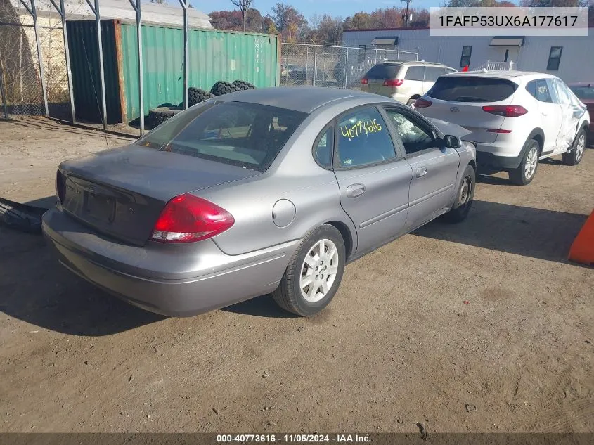 2006 Ford Taurus Se VIN: 1FAFP53UX6A177617 Lot: 40773616