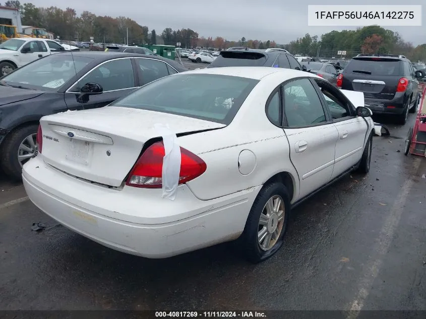 2006 Ford Taurus Sel VIN: 1FAFP56U46A142275 Lot: 40817269