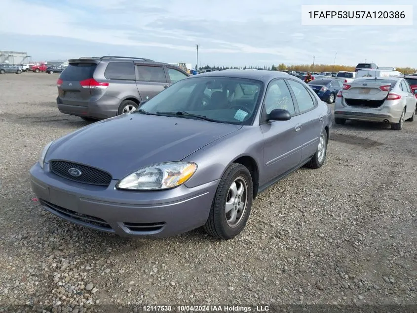 2007 Ford Taurus Se VIN: 1FAFP53U57A120386 Lot: 12117538