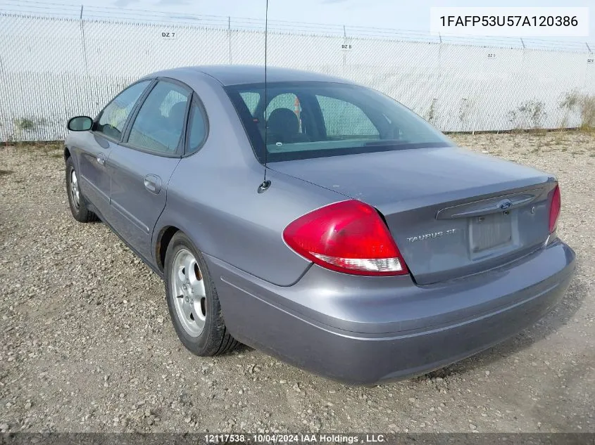 2007 Ford Taurus Se VIN: 1FAFP53U57A120386 Lot: 12117538