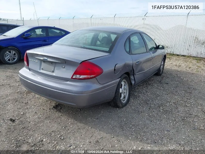 2007 Ford Taurus Se VIN: 1FAFP53U57A120386 Lot: 12117538