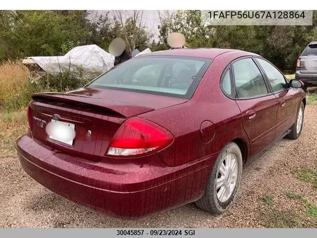 2007 Ford Taurus Sel VIN: 1FAFP56U67A128864 Lot: 30045857