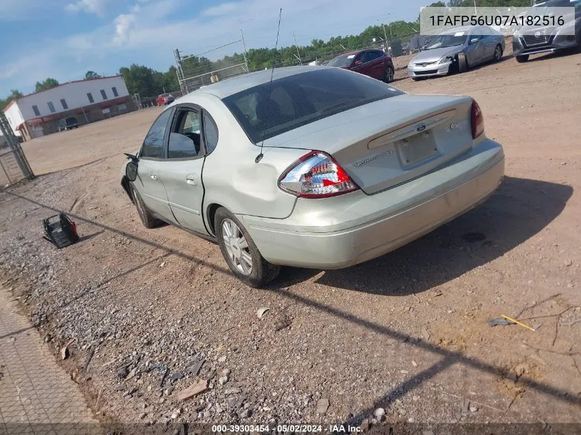 2007 Ford Taurus Sel VIN: 1FAFP56U07A182516 Lot: 39303454