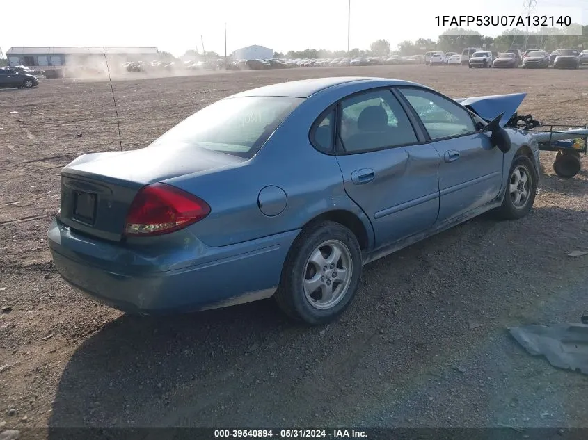 2007 Ford Taurus Se VIN: 1FAFP53U07A132140 Lot: 39540894