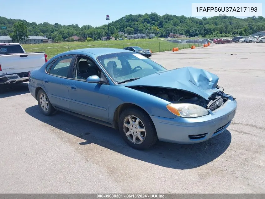 2007 Ford Taurus Sel VIN: 1FAFP56U37A217193 Lot: 39638301