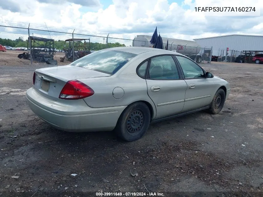 2007 Ford Taurus Se VIN: 1FAFP53U77A160274 Lot: 39911649