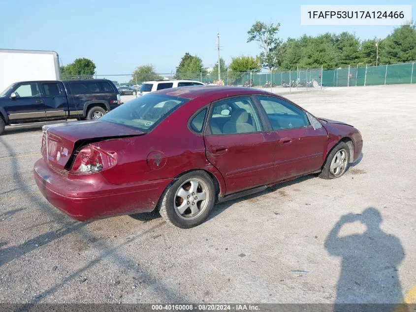 2007 Ford Taurus Se VIN: 1FAFP53U17A124466 Lot: 40160008