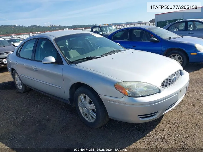 2007 Ford Taurus Sel VIN: 1FAFP56U77A205158 Lot: 40171235