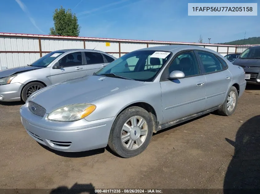 2007 Ford Taurus Sel VIN: 1FAFP56U77A205158 Lot: 40171235