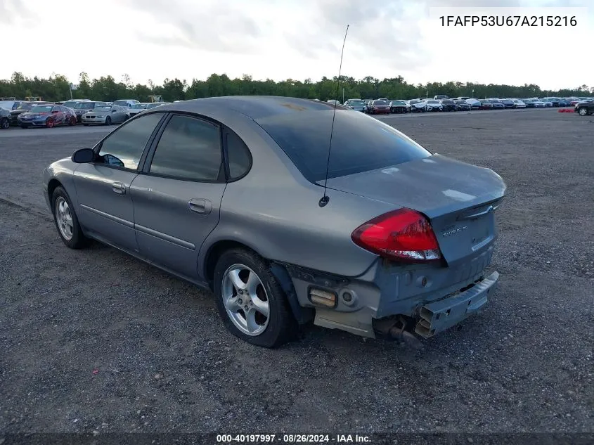 2007 Ford Taurus Se VIN: 1FAFP53U67A215216 Lot: 40197997