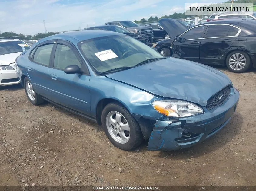 1FAFP53UX7A181118 2007 Ford Taurus Se