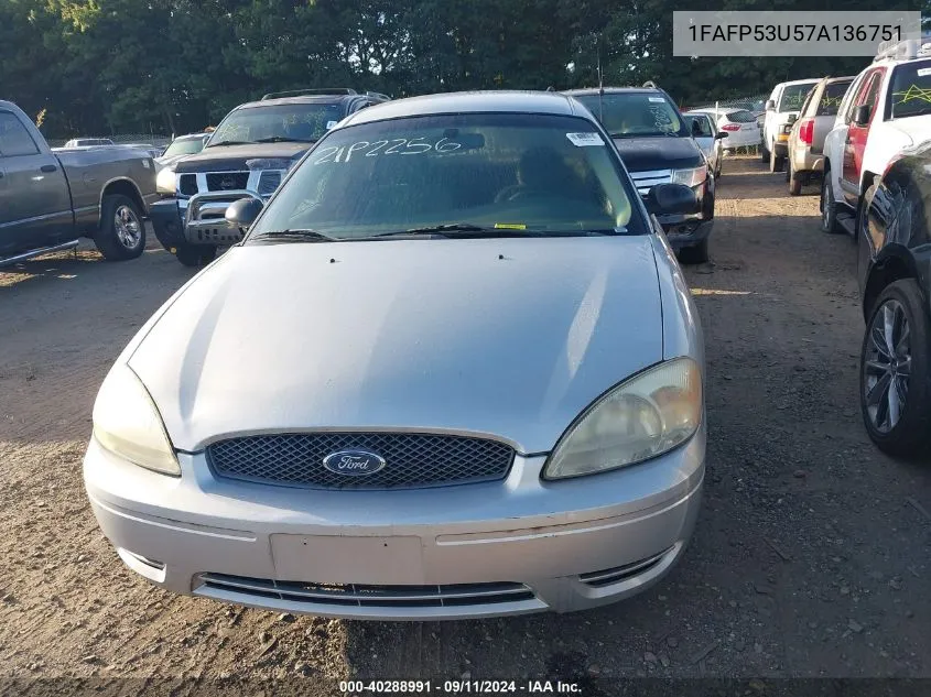 2007 Ford Taurus Se VIN: 1FAFP53U57A136751 Lot: 40288991