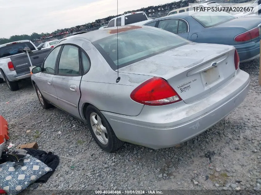 2007 Ford Taurus Se VIN: 1FAFP53U77A202667 Lot: 40340486