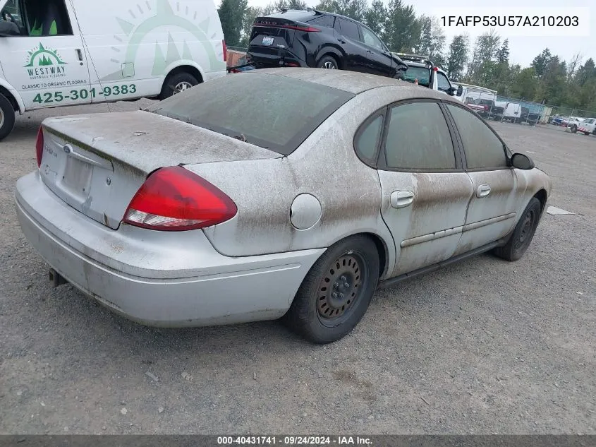 2007 Ford Taurus Se VIN: 1FAFP53U57A210203 Lot: 40431741