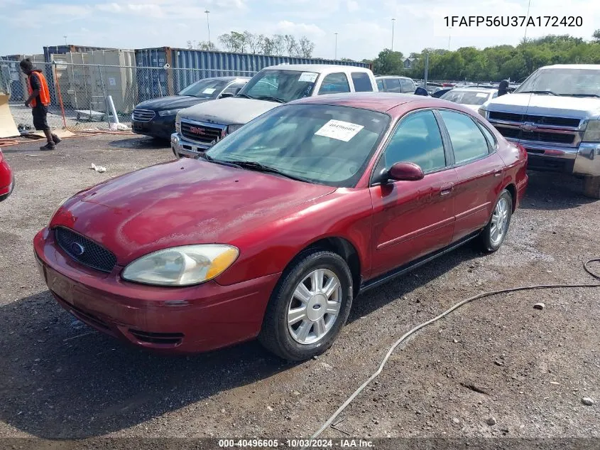 2007 Ford Taurus Sel VIN: 1FAFP56U37A172420 Lot: 40496605