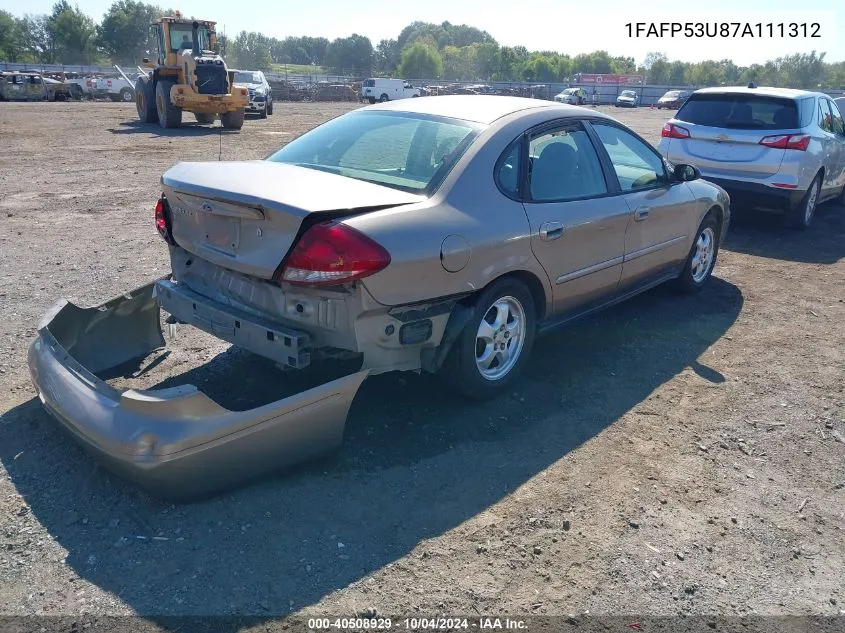 2007 Ford Taurus Se VIN: 1FAFP53U87A111312 Lot: 40508929