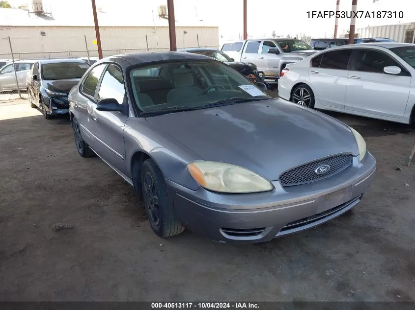 2007 Ford Taurus Se VIN: 1FAFP53UX7A187310 Lot: 40513117