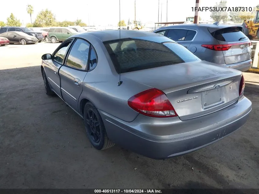 2007 Ford Taurus Se VIN: 1FAFP53UX7A187310 Lot: 40513117