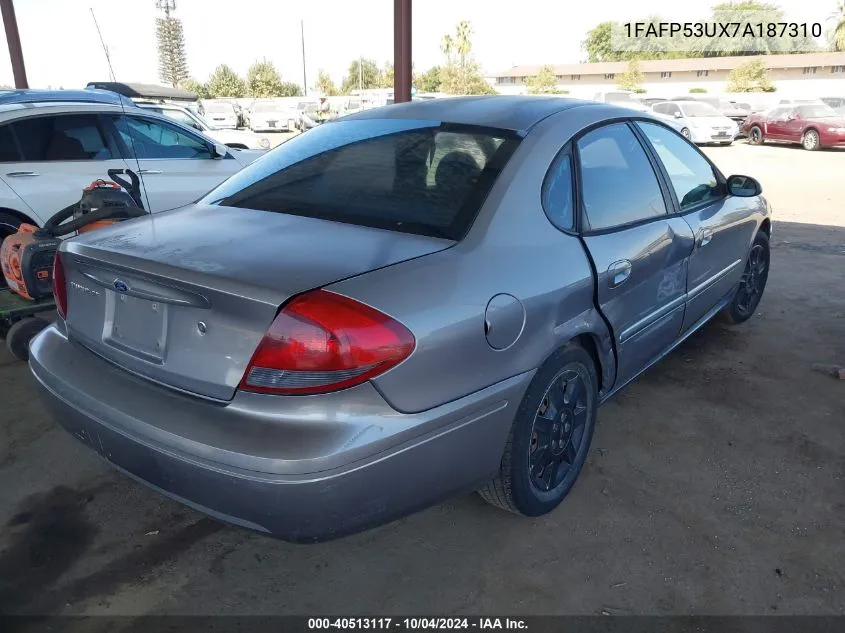 2007 Ford Taurus Se VIN: 1FAFP53UX7A187310 Lot: 40513117