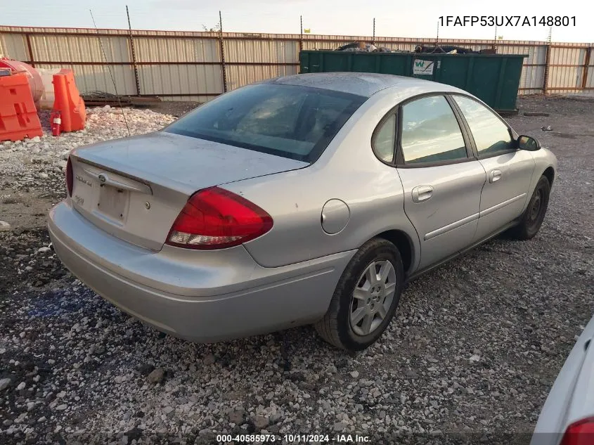 2007 Ford Taurus Se VIN: 1FAFP53UX7A148801 Lot: 40585973