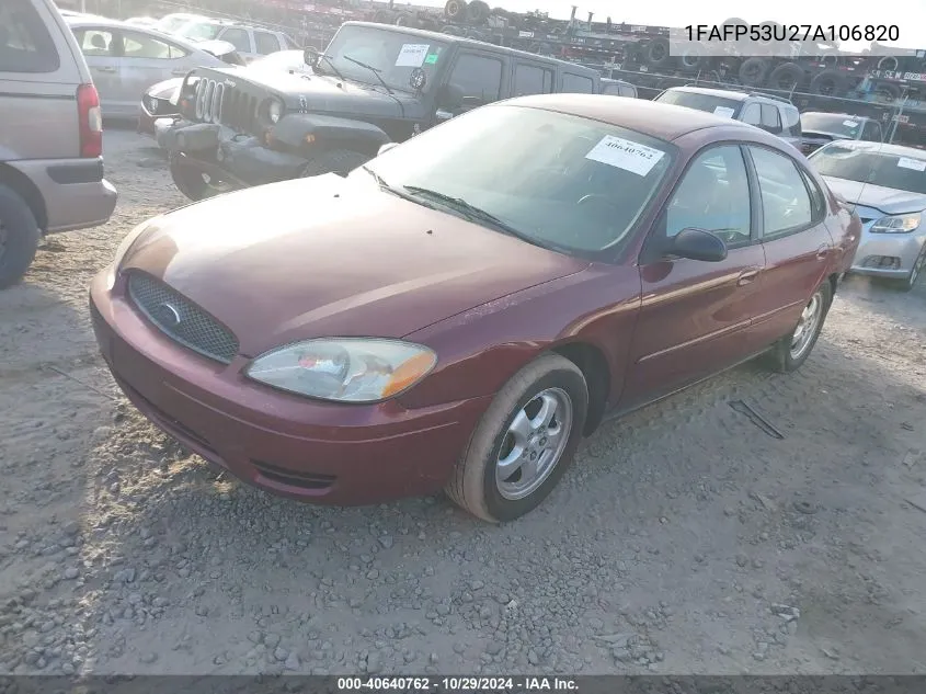 2007 Ford Taurus Se VIN: 1FAFP53U27A106820 Lot: 40640762