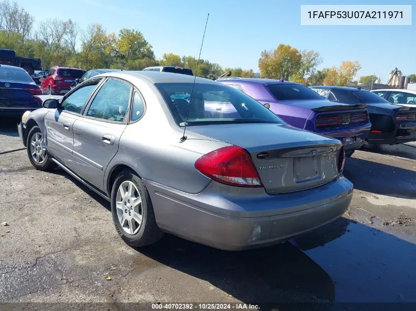 2007 Ford Taurus Se VIN: 1FAFP53U07A211971 Lot: 40702392