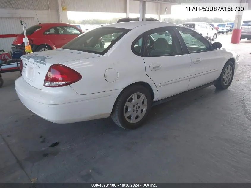 2007 Ford Taurus Se VIN: 1FAFP53U87A158730 Lot: 40731106