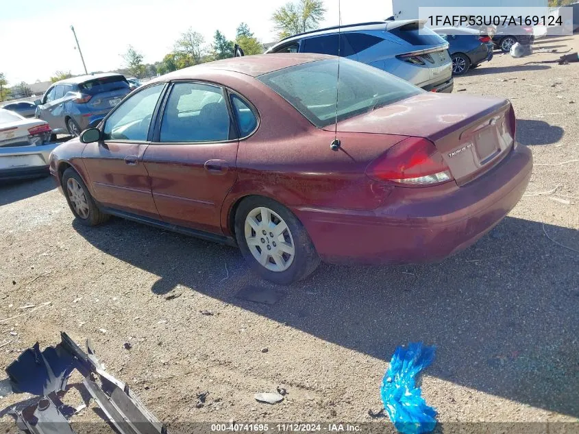 2007 Ford Taurus Se VIN: 1FAFP53U07A169124 Lot: 40741695