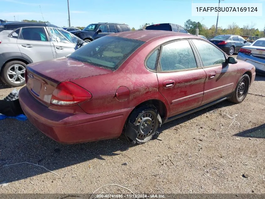 2007 Ford Taurus Se VIN: 1FAFP53U07A169124 Lot: 40741695