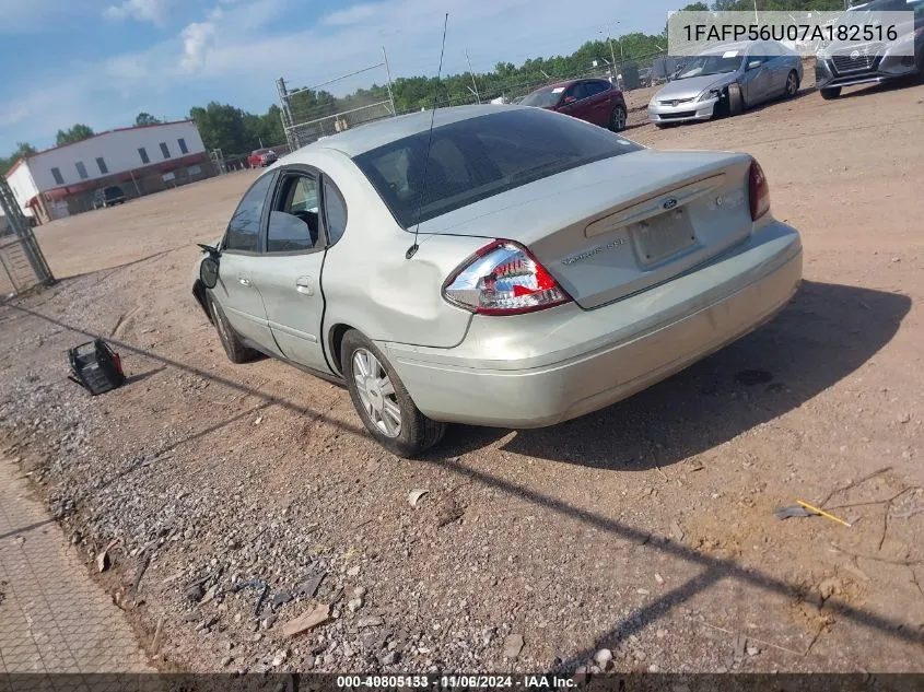 2007 Ford Taurus Sel VIN: 1FAFP56U07A182516 Lot: 40805133