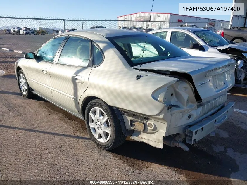 2007 Ford Taurus Se VIN: 1FAFP53U67A197400 Lot: 40806990