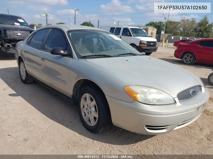 2007 Ford Taurus Se VIN: 1FAFP53U57A102650 Lot: 40813312