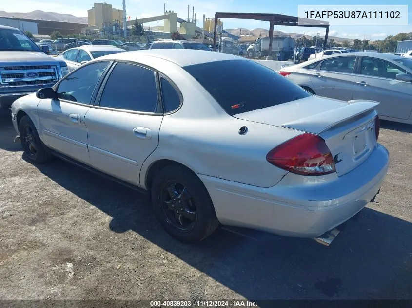 2007 Ford Taurus Se VIN: 1FAFP53U87A111102 Lot: 40839203