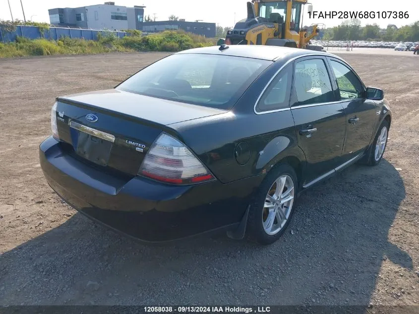 2008 Ford Taurus Limited VIN: 1FAHP28W68G107386 Lot: 12058038